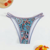 VCAY Bottom de bikini de playa con estampado floral al azar de estilo Vintage para mujeres