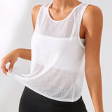 Yoga Sxy Camiseta deportiva de verano con espalda transparente tipo cruz y delgada