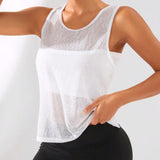 Yoga Sxy Camiseta deportiva de verano con espalda transparente tipo cruz y delgada
