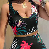 SXY Conjunto de 2 piezas para mujer con estampado tropical ajustado para el verano, atuendos de verano