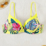 Swim Vcay Top de bikini estampado de plantas tropicales para mujer para vacaciones (patron aleatorio), playa de verano