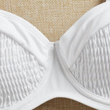 Swim Parte superior de bikini texturizada de unicolor para mujeres, adecuada para verano, playa y piscina