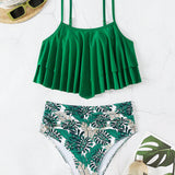 Swim Lushore Conjunto de tankini con camiseta y estampado tropical empalmado