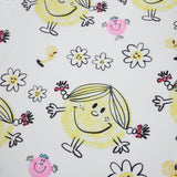 Mr Men Little Miss X  Traje de bano de una pieza para mujer con estampado floral y de dibujos animados, con tirantes cruzados en la espalda y sin respaldo