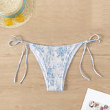 Swim Vcay Bottom de bikini estampada con lazo lateral y espalda fruncida, impresion aleatoria