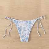 Swim Vcay Bottom de bikini estampada con lazo lateral y espalda fruncida, impresion aleatoria