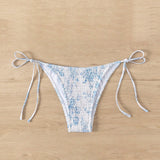 Swim Vcay Bottom de bikini estampada con lazo lateral y espalda fruncida, impresion aleatoria