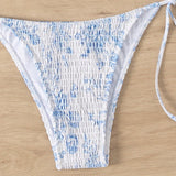 Swim Vcay Bottom de bikini estampada con lazo lateral y espalda fruncida, impresion aleatoria