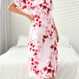 Camison diario simple para mujer con estampado floral y mangas cortas