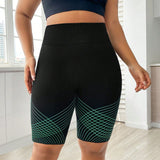 Pantalones cortos deportivos cenidos de talla grande para mujer con estampado de rayas y bloques de color para el verano