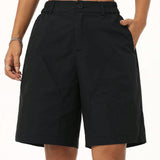 Coolane Shorts estilo callejero para mujer con ajuste holgado, longitud de la rodilla, tachuelas y tonos neutros