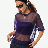 Coolane Camiseta suelta de estilo urbano y fresco para mujer con top polarizado con reflejos en arco iris, look versatil