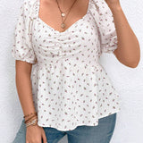 Camisa diaria simple aleatoria para mujer de a grande con impresion