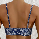 Swim Lushore Top de bikini cruzado con estampado de plantas para mujer de vacaciones (con derechos de autor)