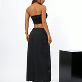 Coolane Conjunto de top tubo y falda de trabajo de estilo callejero de moda para mujer, adecuado para primavera y verano