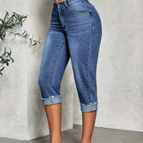 Slayr Jeans casuales simples y modernos para mujer de 7/10 de longitud