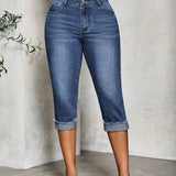 Slayr Jeans casuales simples y modernos para mujer de 7/10 de longitud