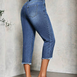 Slayr Jeans casuales simples y modernos para mujer de 7/10 de longitud