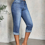 Slayr Jeans casuales simples y modernos para mujer de 7/10 de longitud