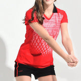 Conjunto de Liteng 1 de 2 camisetas deportivas impresas para mujeres tejidas con tela fresca Coolmax, ligeras, transpirables y que absorben la humedad, en color rojo profesional para voleibol