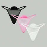 ROMWE Kawaii Conjunto de 3 piezas de tanga sexy con pompon de cola de conejo puro