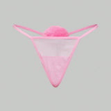 ROMWE Kawaii Conjunto de 3 piezas de tanga sexy con pompon de cola de conejo puro