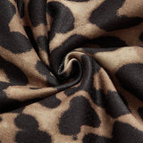 ROMWE Goth Conjunto de top de tirantes de leopardo para mujer con lazada de color contrastante y pantalones cortos a juego