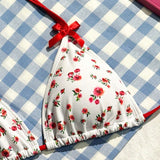 Swim Mod Blusa de traje de bano separada con corbata de mariposa floral para atar alrededor del cuello, ideal para un conjunto de vacaciones