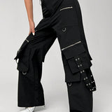 Coolane Pantalones casuales de diseno de bolsillo con cierre de cremallera para mujeres para uso diario en el trabajo