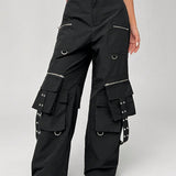 Coolane Pantalones casuales de diseno de bolsillo con cierre de cremallera para mujeres para uso diario en el trabajo