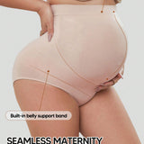 1 pieza de panty corto sin costura para maternidad de mujer, sobre la barriguita, ropa interior de modelacion de cintura alta para embarazo, que soporta la barriga