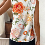 Camisa casual sin mangas con estampado floral, perfecta para el verano