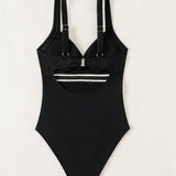 Swim Traje de bano de una pieza para mujeres con diseno de nudo simple, adecuado para vacaciones en la playa