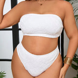 Swim Curve Conjunto de bikini sexy de talla grande para mujer de unicolor bandeau para la playa del verano
