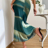 Prive Falda midi asimetrica casual para mujer con estampado de tenido anudado, ideal para vacaciones