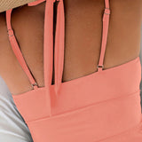 Traje de bano de dos piezas estilo tankini para mujeres con fruncido solido ideal para playa en verano