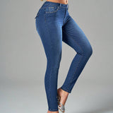 SXY Jeans casuales y ajustados de mujer con bolsillos, adecuados para uso diario y viajes