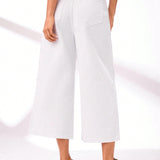 BASICS Pantalones Jeans de algodon blancos casuales para mujer, versatiles y comodos