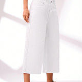 BASICS Pantalones Jeans de algodon blancos casuales para mujer, versatiles y comodos