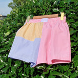 EZwear Shorts informales de mujer en bloques de color con rayas para el verano