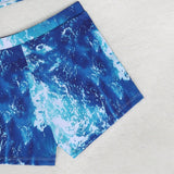 NEW  Swim SPRTY Conjunto casual de bikini con pantalones cortos tipo boxeador de verano para mujer con estampado tie-dye (patron aleatorio) para la playa
