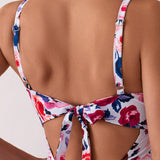 Swim Lushore Traje de bano de una pieza con tirantes traseros sin espalda y estampado aleatorio para el verano