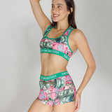 Conjunto de sujetador deportivo y ropa interior de ocio para mujeres, conjunto de sujetador deportivo sin espalda para mujeres, fabricado en poliester estampado