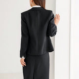 FRIFUL Conjunto de traje unicolor para mujer, chaqueta de blazer de manga larga y falda