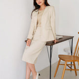 FRIFUL Conjunto de chaqueta de traje y falda larga para mujer, elegante y sencillo sin botones en la manga