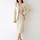 FRIFUL Conjunto de chaqueta de traje y falda larga para mujer, elegante y sencillo sin botones en la manga