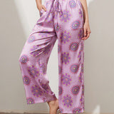 LUVLETTE Pantalones de pijama de ajuste holgado con patron geometrico