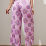 LUVLETTE Pantalones de pijama de ajuste holgado con patron geometrico