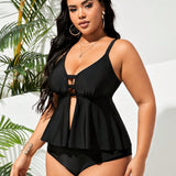 Swim Curve Bikini sencillo de uso diario y talla grande para mujer con parte superior