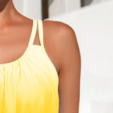 Swim Lushore Conjunto de tankini para mujer de pantalon tipo angulo plano estilo cami de playa de gradiente de verano